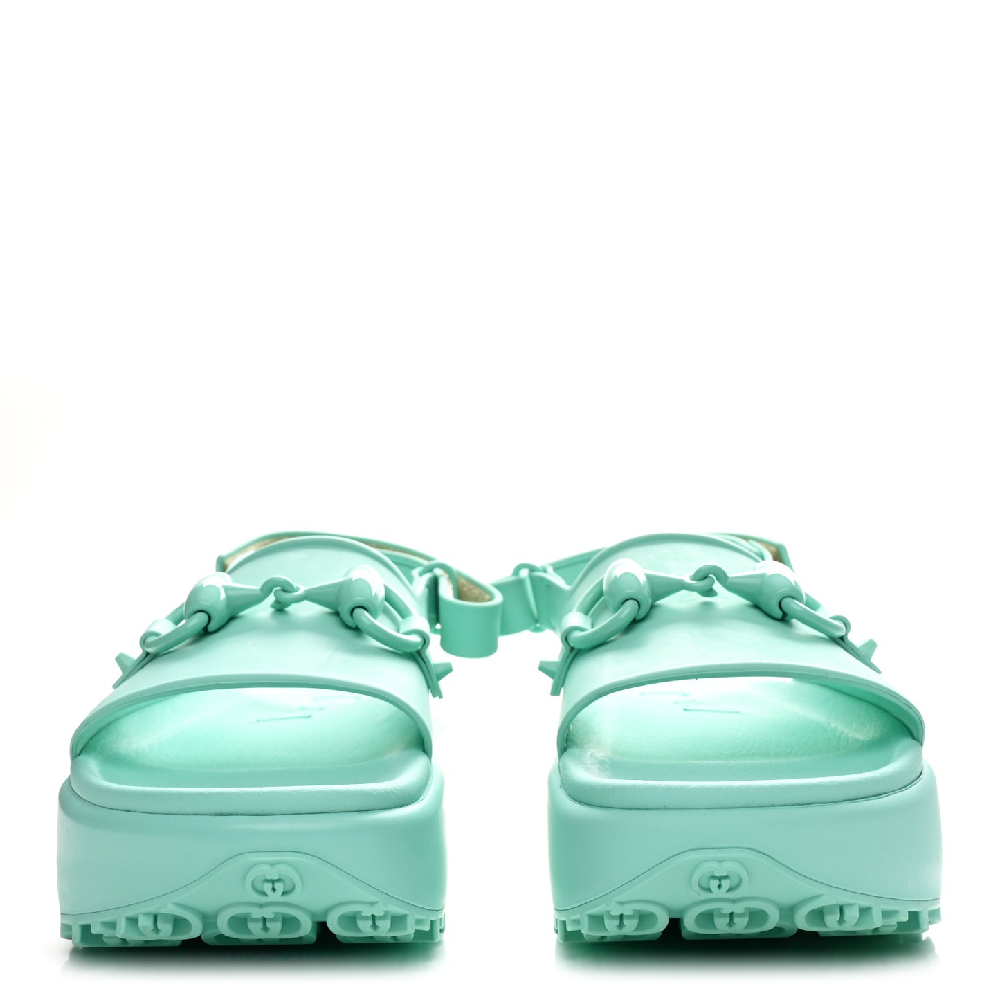 Soft Rubber Horsebit Womens Slingback Sandals 39 Teal Cyan