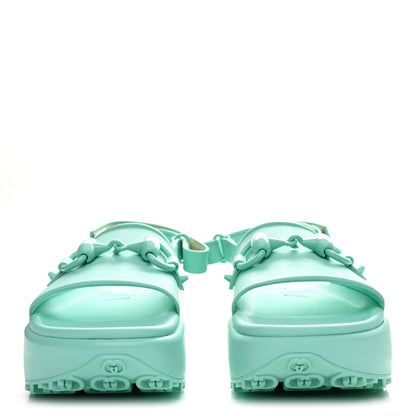 Gucci Soft Rubber Horsebit Womens Slingback Sandals 39 Teal Cyan 3 of 9