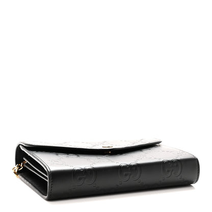 Gucci Calfskin GG Debossed Chain Wallet Black 4 of 10