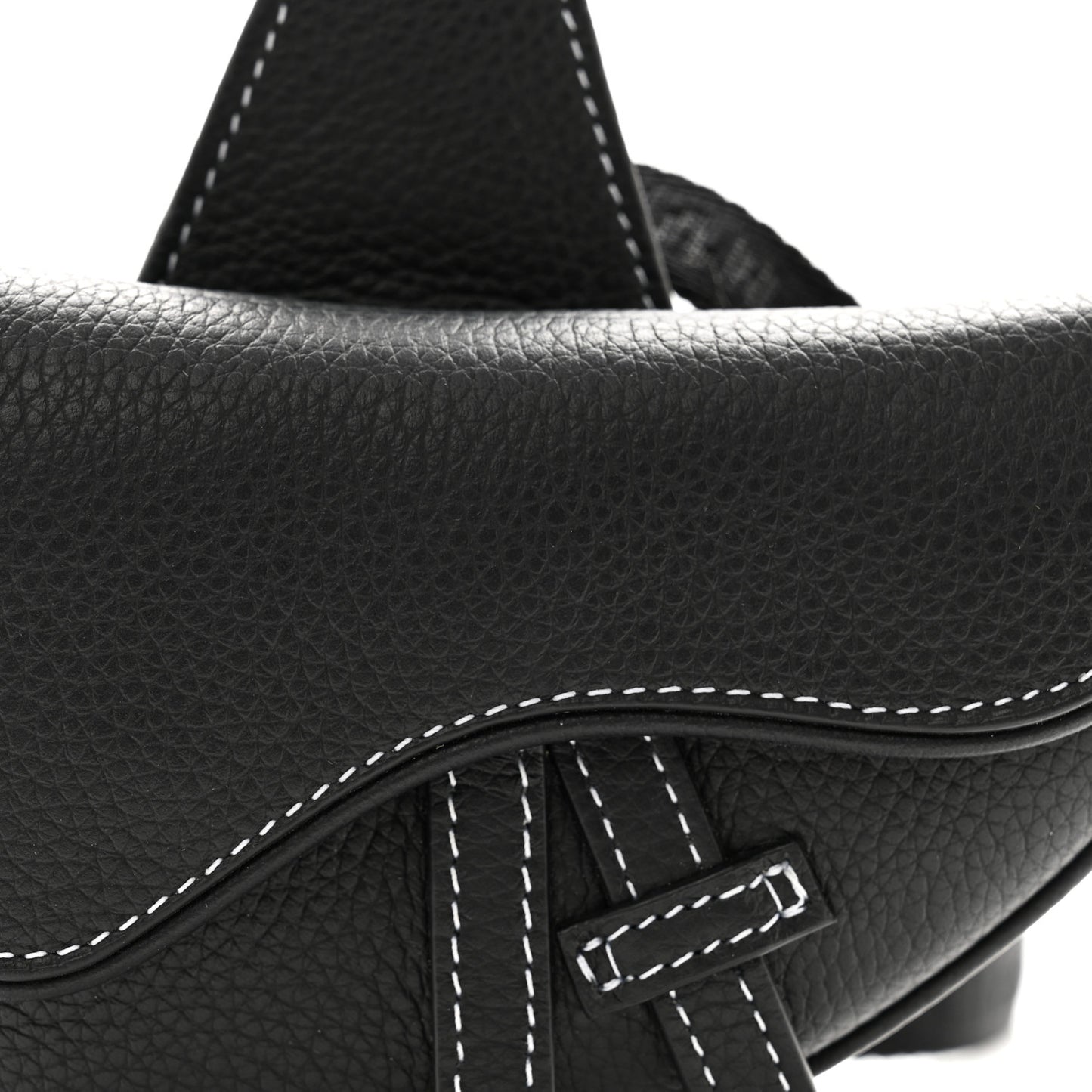 Grained Calfskin Mens Mini Saddle Bag Black
