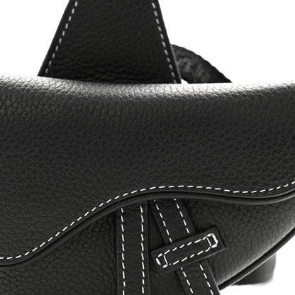 Christian Dior Grained Calfskin Mens Mini Saddle Bag Black 8 of 10