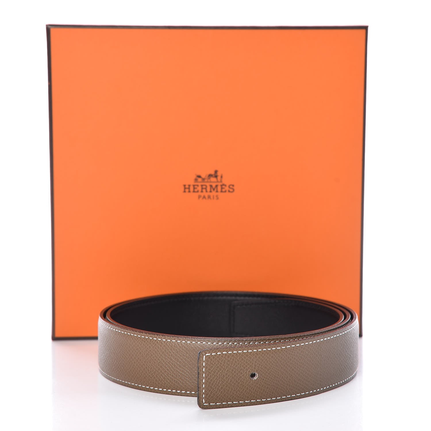 Hermes Swift Epsom 32mm Belt Strap 100 Black Etoupe 9 of 9