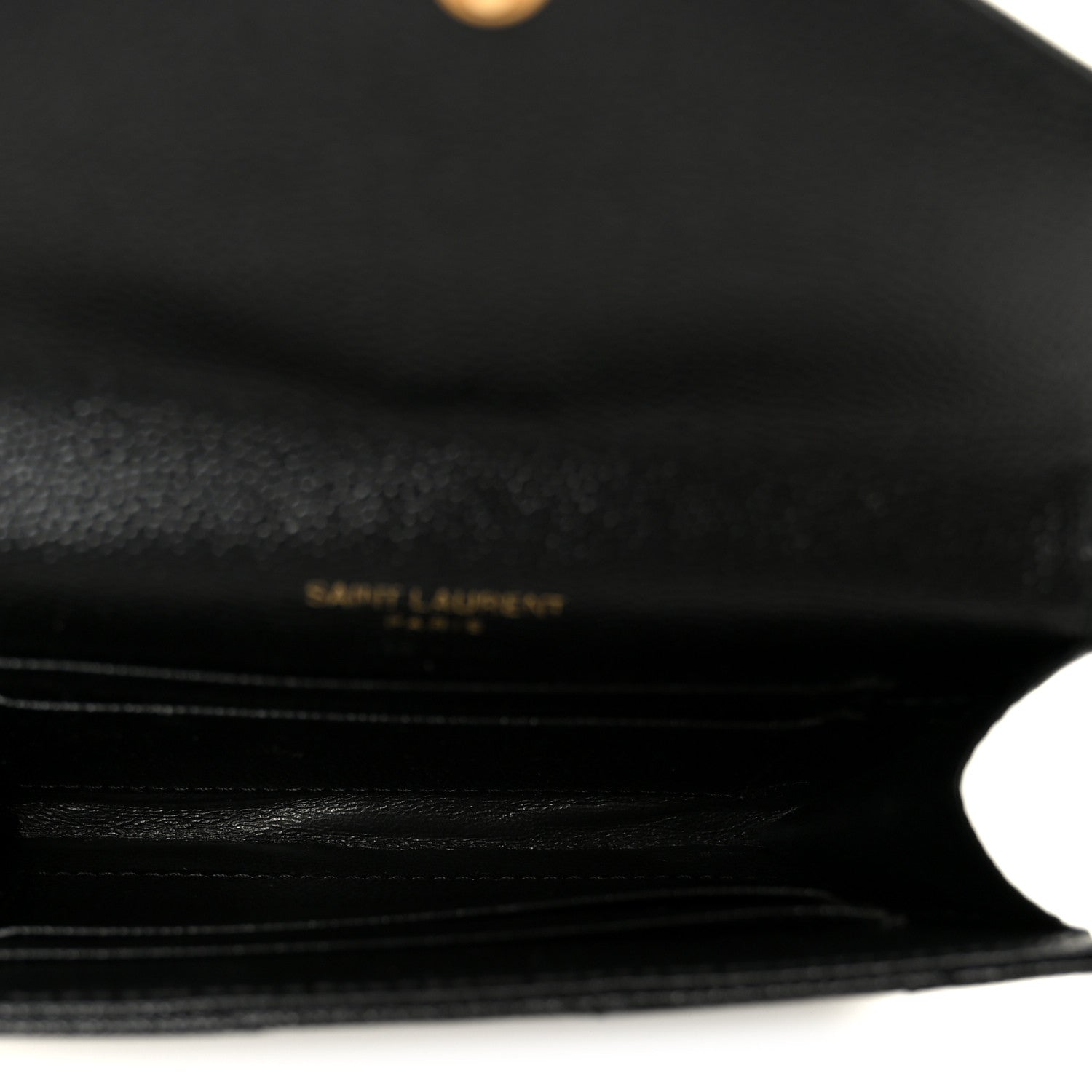 Saint Laurent Grain De Poudre Matelasse Chevron Small Monogram Envelope Wallet Black 5 of 7