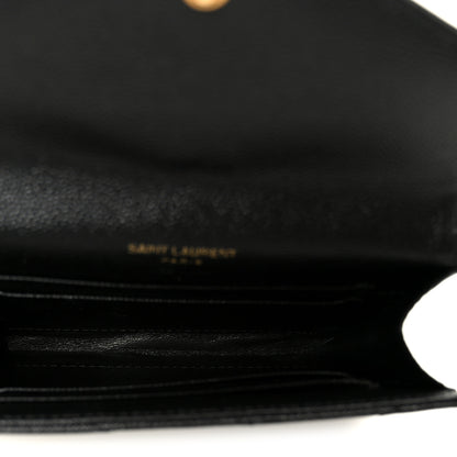Saint Laurent Grain De Poudre Matelasse Chevron Small Monogram Envelope Wallet Black 5 of 7