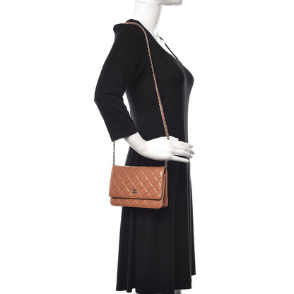 Chanel Caviar Quilted Wallet On Chain WOC Dark Beige 2 of 11