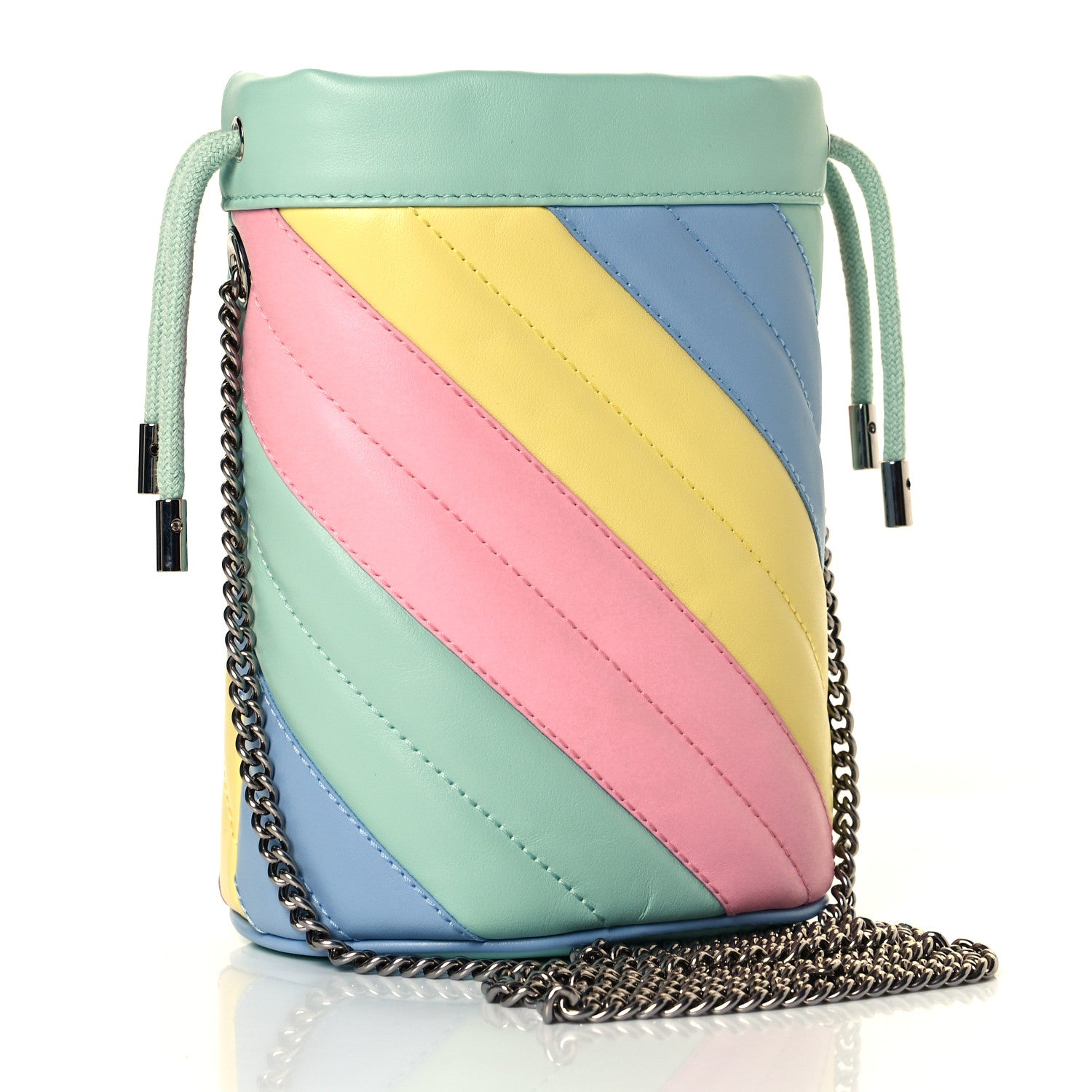 Gucci Calfskin Matelasse Diagonal Mini GG Marmont 2.0 Bucket Bag Pastel Multicolor 2 of 5
