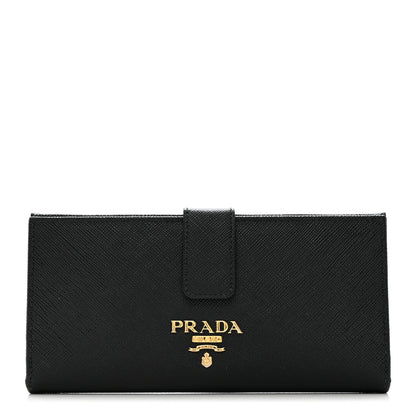 Prada Saffiano Metal Large Wallet Black 1 of 6