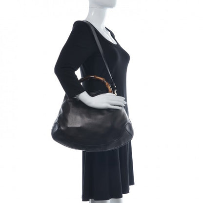 Gucci Calfskin Medium Peggy Bamboo Handle Hobo Black 2 of 10