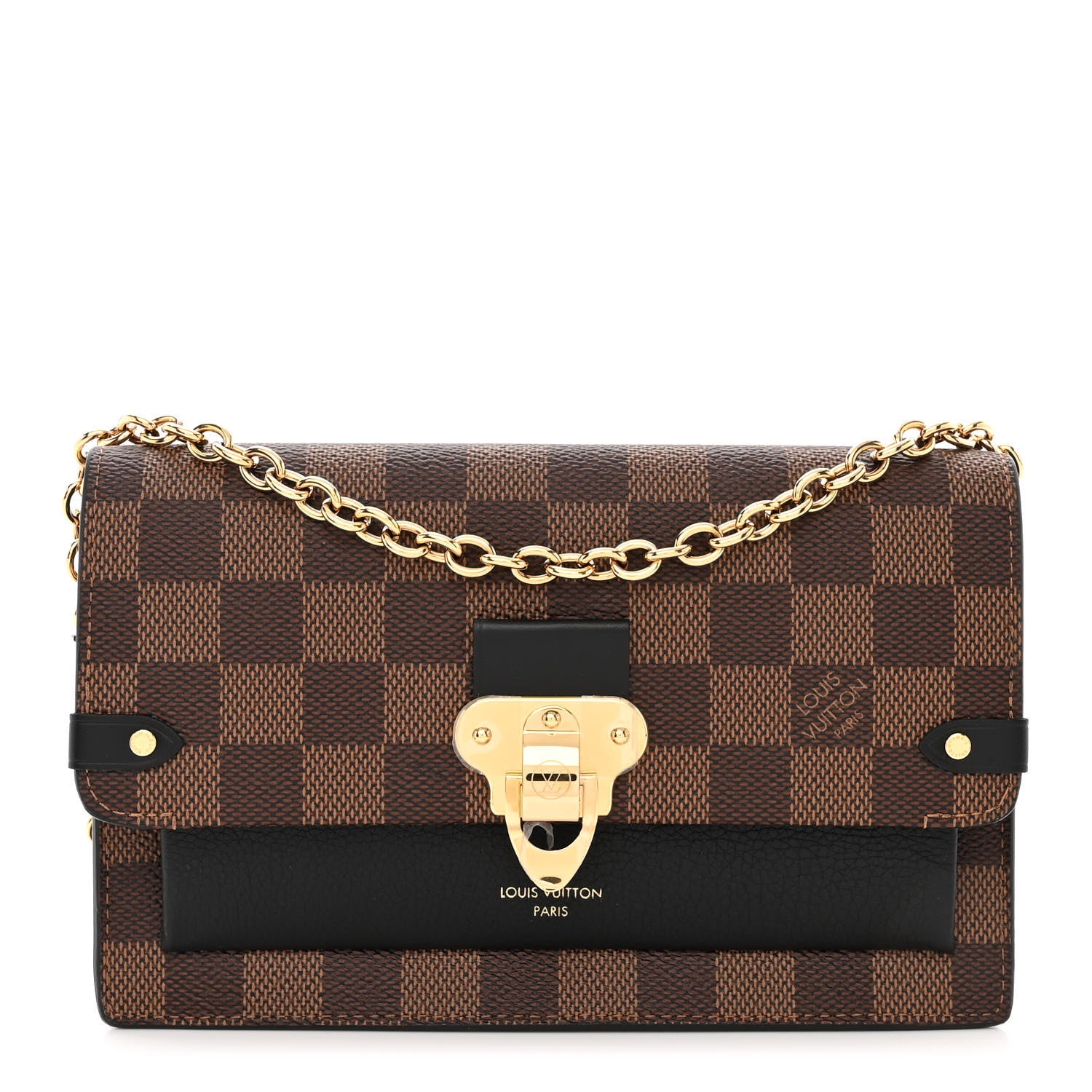 Louis Vuitton Damier Ebene Vavin Chain Wallet Black 1 of 9