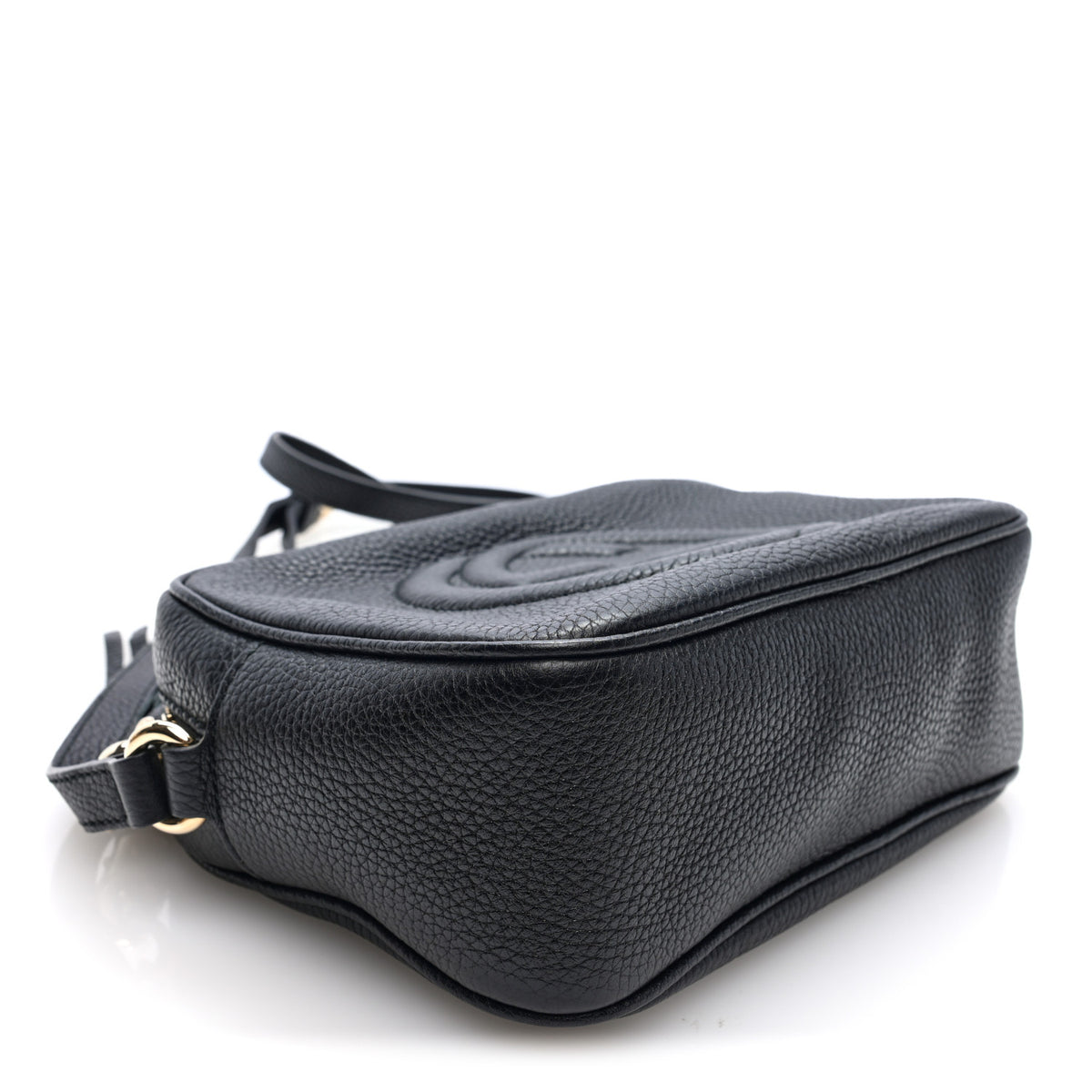 Pebbled Calfskin Small Soho Disco Bag Black