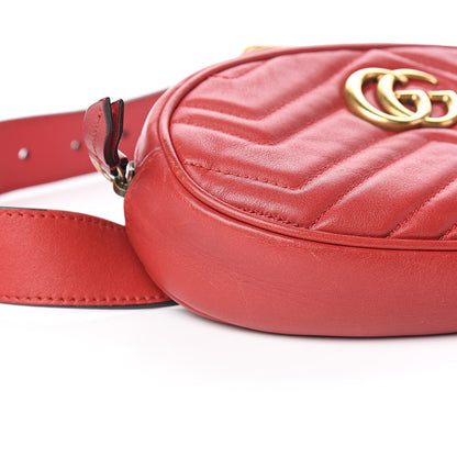 Gucci Calfskin Matelasse GG Marmont Belt Bag 85 34 Hibiscus Red 11 of 12