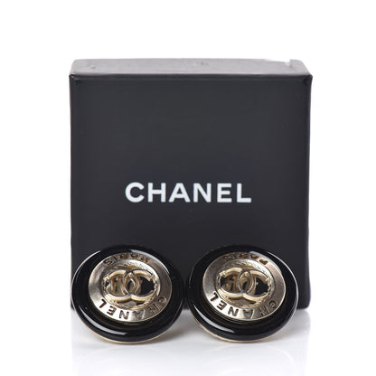 Chanel Enamel CC Clip On Earrings Black Gold 5 of 5