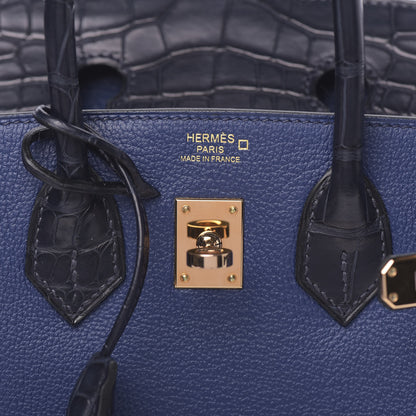 Hermes Taurillon Novillo Matte Alligator Birkin Touch 25 Bleu Saphir Marine 27 of 38