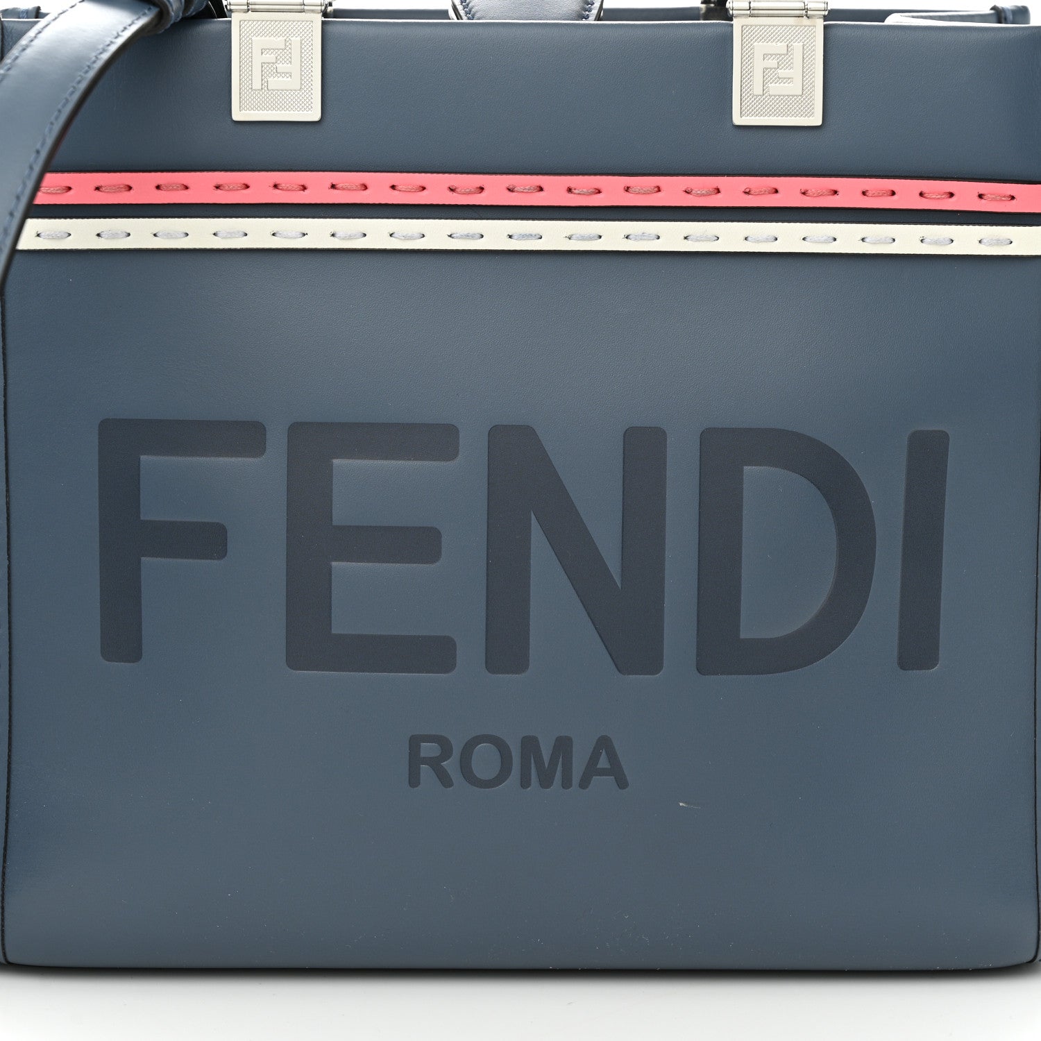 Fendi Vitello King Plexiglass Logo Embossed Small Fendi Sunshine Shopper Tote Mirto 8 of 12