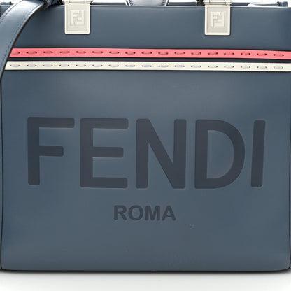Fendi Vitello King Plexiglass Logo Embossed Small Fendi Sunshine Shopper Tote Mirto 8 of 12