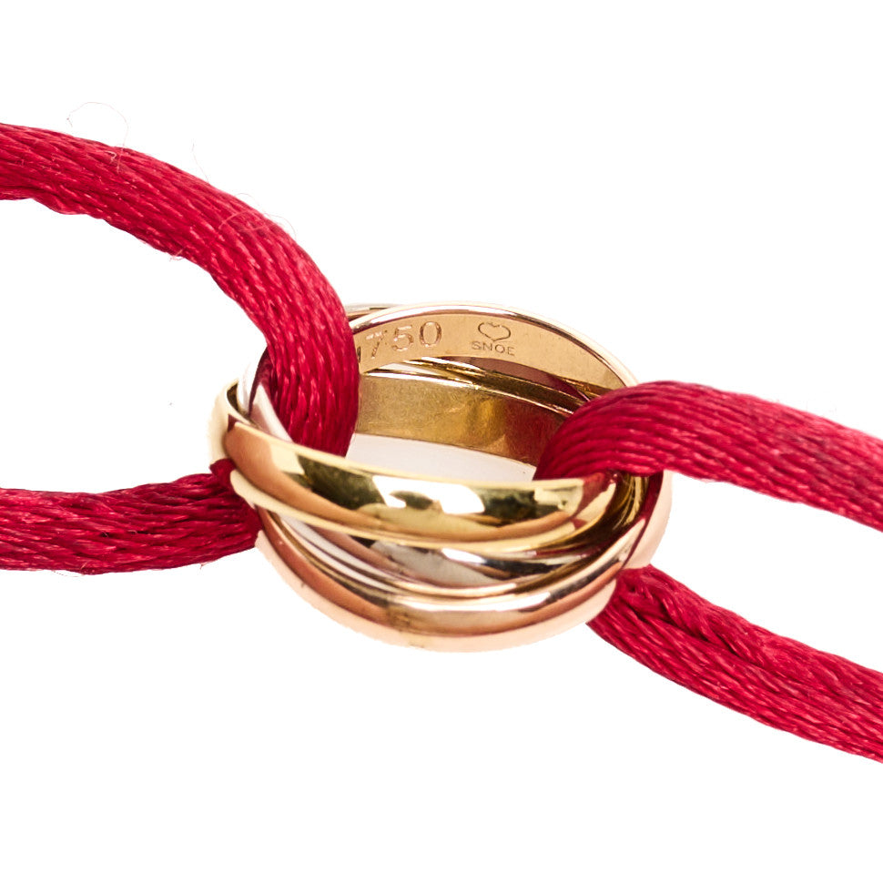 Cartier 18K Pink Yellow White Gold Trinity Cord Bracelet Red 6 of 6