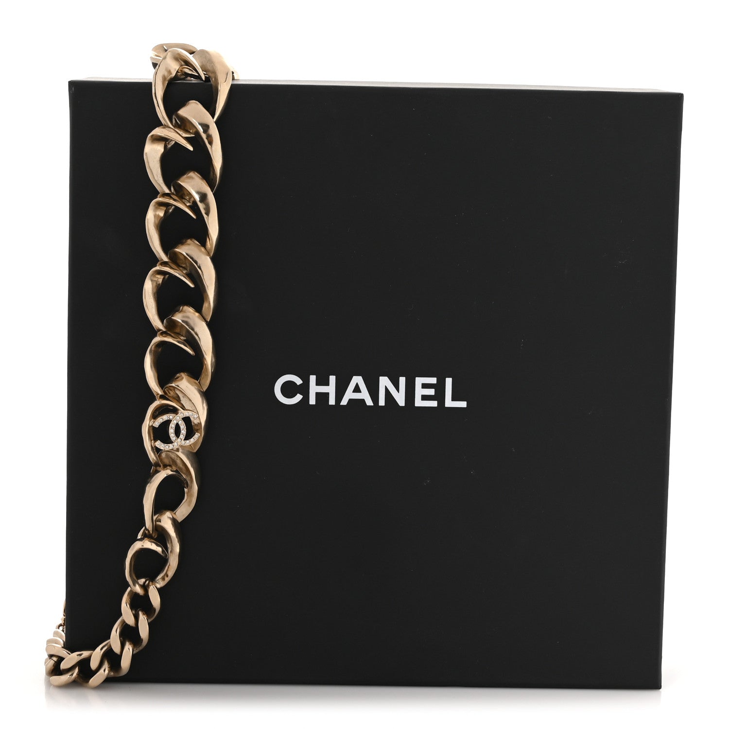 Chanel Crystal CC Chain Choker Necklace Gold 5 of 5