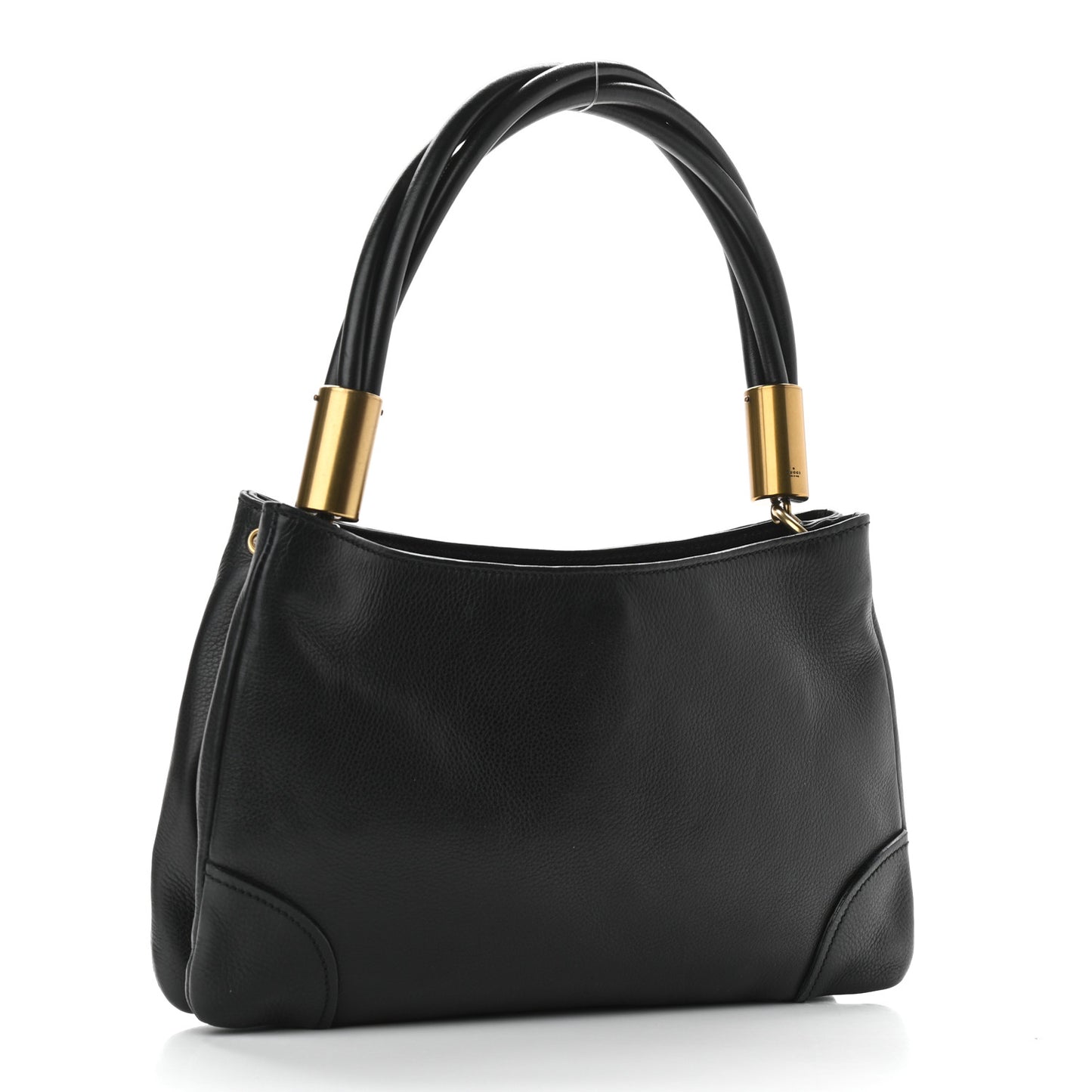 Pebbled Calfskin Drawstring Shoulder Bag Black