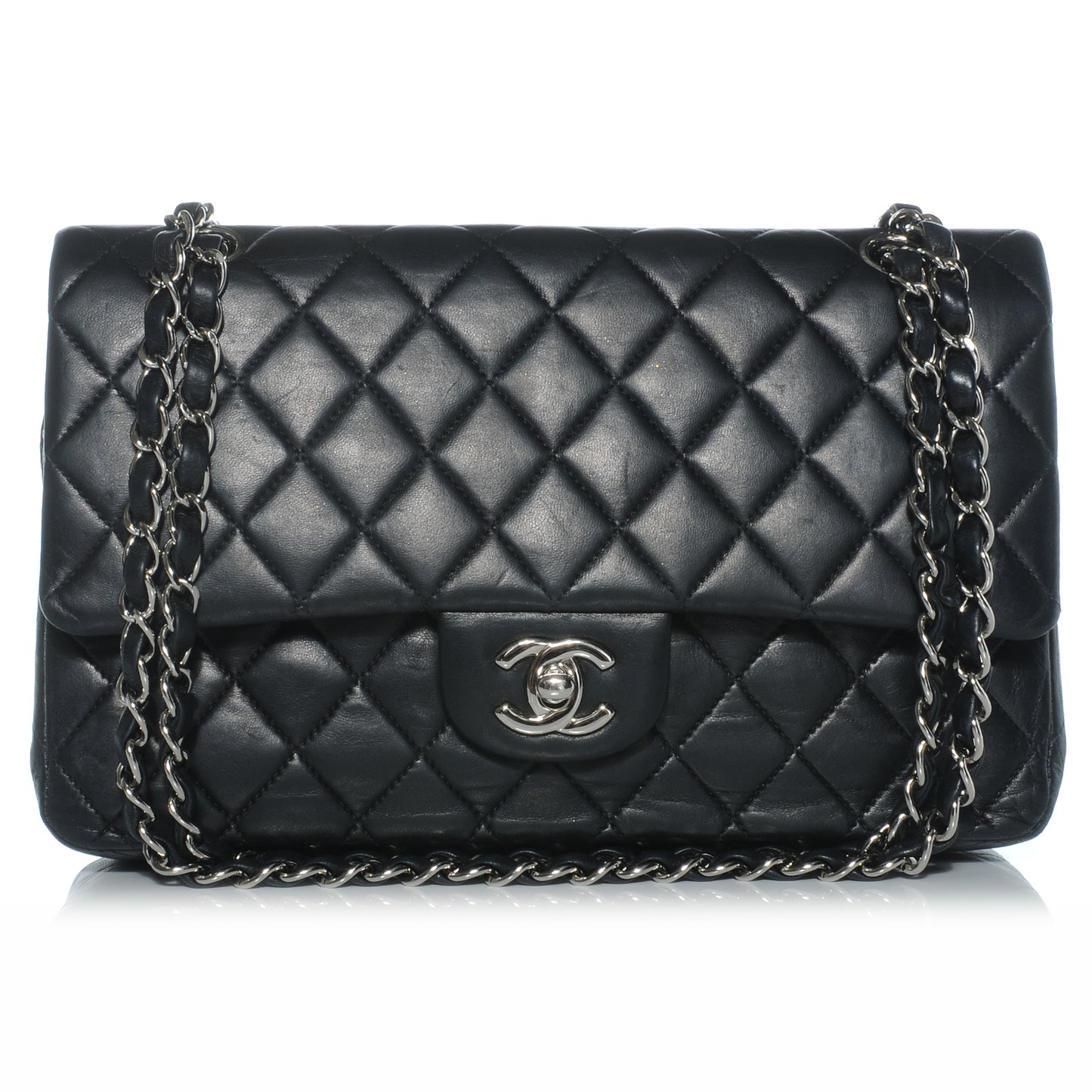 Lambskin Medium Double Flap Black