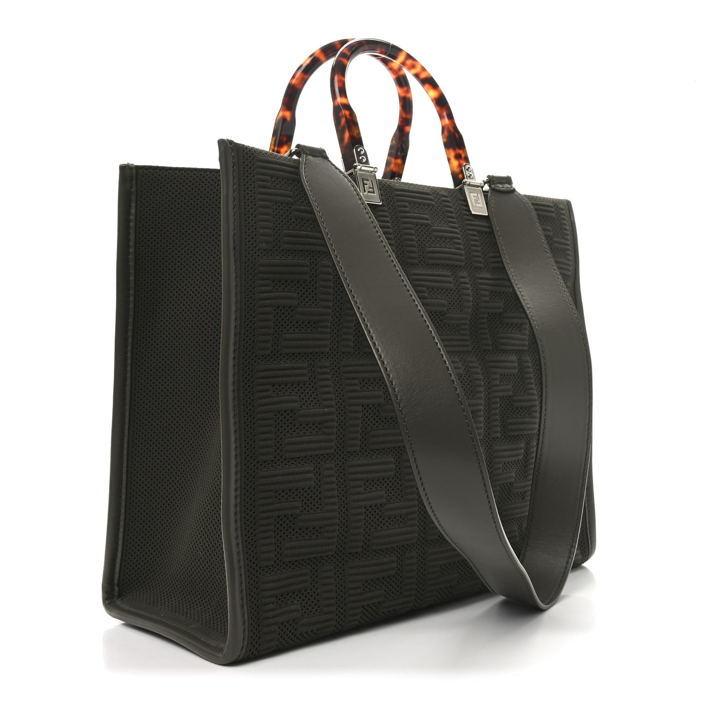 Technical Fabric Plexiglass FF Medium Fendi Sunshine Shopper Tote Wood