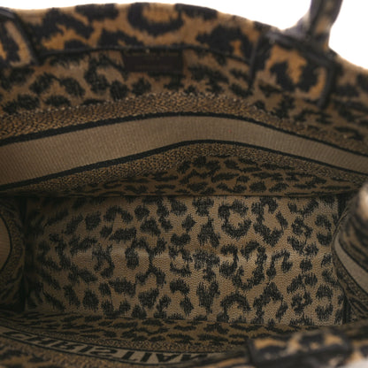 Christian Dior Canvas Mizza Embroidered Medium Leopard Book Tote Beige 5 of 8