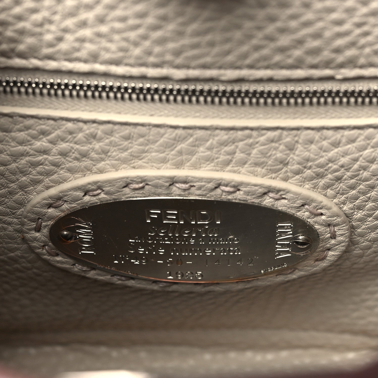 Fendi Cuoio Romano Selleria Bi-Color Mini Peekaboo Iconic Satchel English Rose Camelia 6 of 10