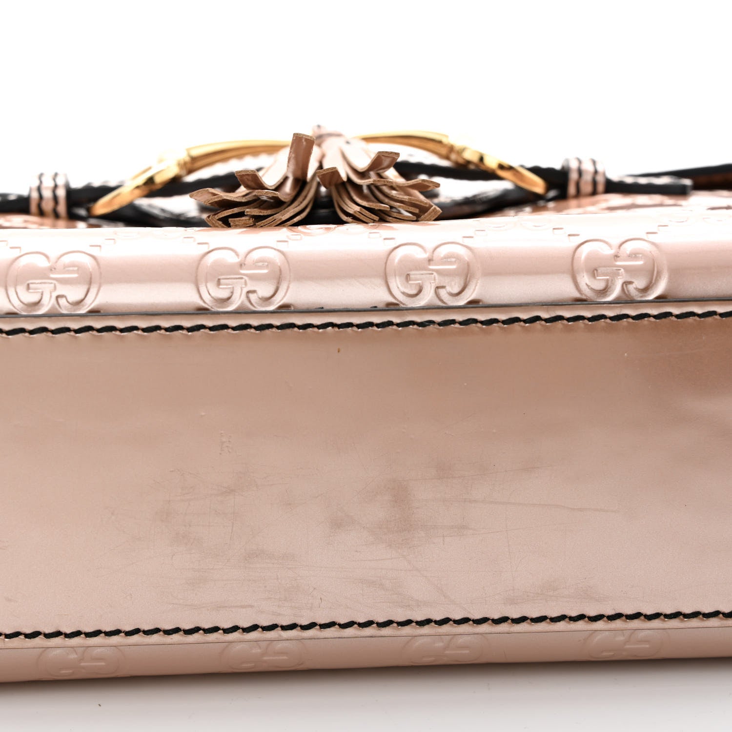 Gucci Shine Guccissima Medium Emily Chain Shoulder Bag Dark Cipria 16 of 17
