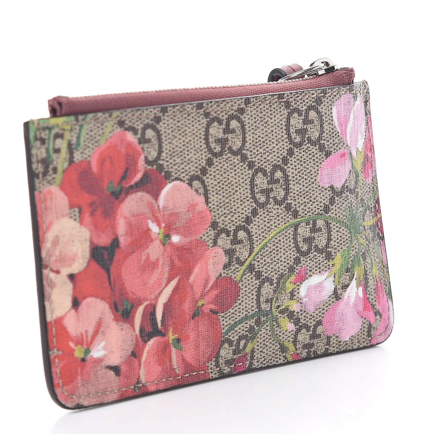 Gucci GG Supreme Monogram Blooms Key Ring Coin Case Beige Multicolor Dry Rose 3 of 7