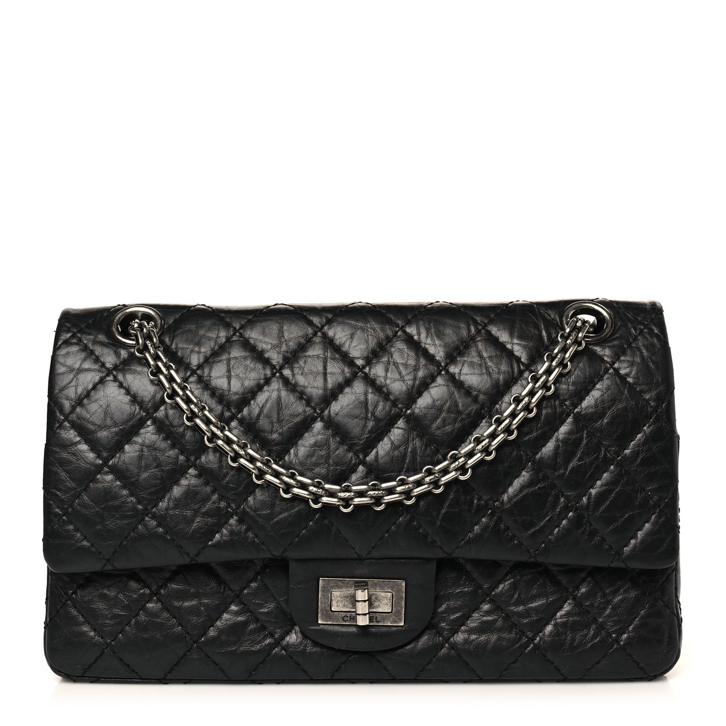 Aged Calfskin Quilted 2.55 Reissue 225 Flap Black
