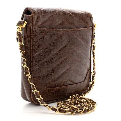 Chanel Caviar Chevron Envelope Flap Bag Brown 3 of 11