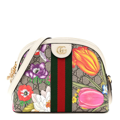 Gucci GG Supreme Monogram Flora Web GG Small Ophidia Dome Shoulder Bag White 1 of 11