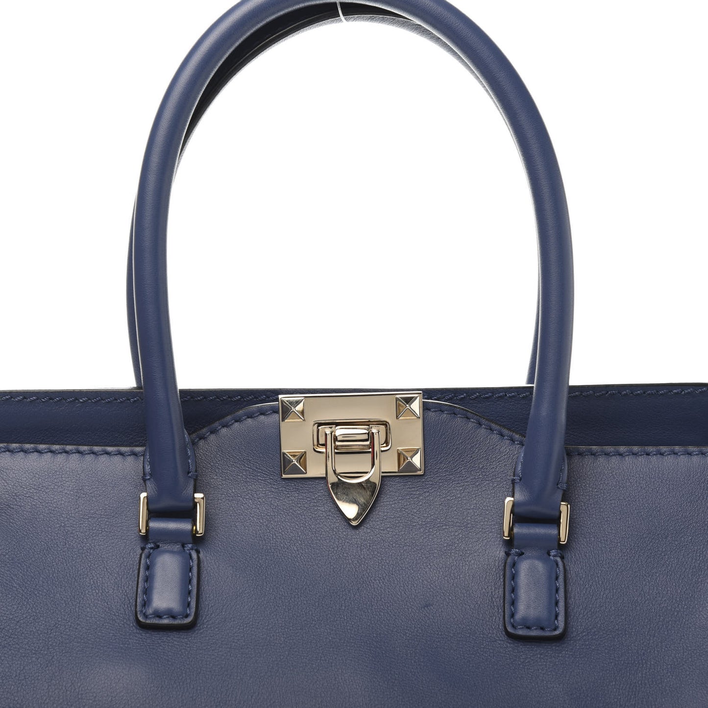 Vitello Rockstud Double Handle Tote Indigo