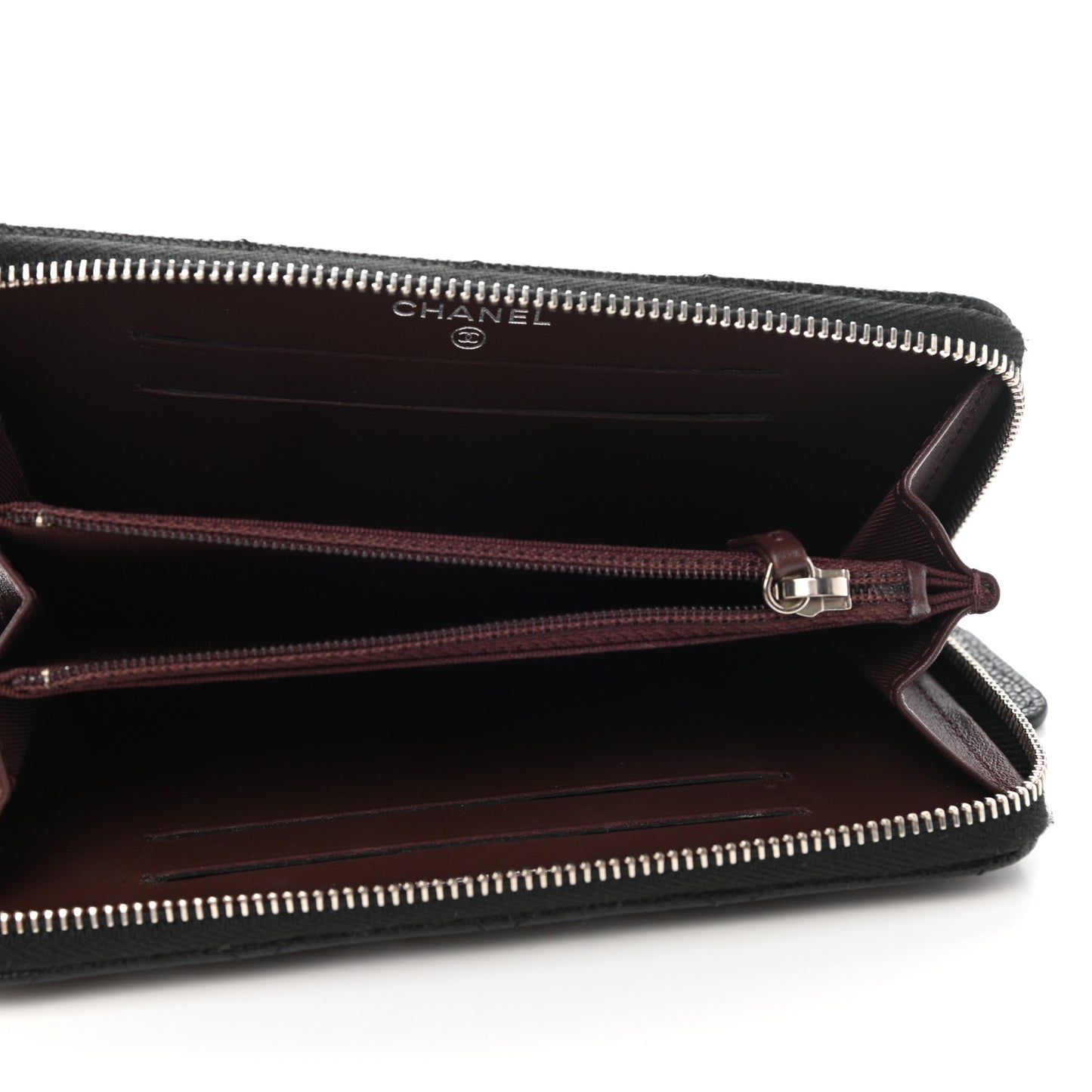 Caviar Quilted Medium Zip Around Wallet Black