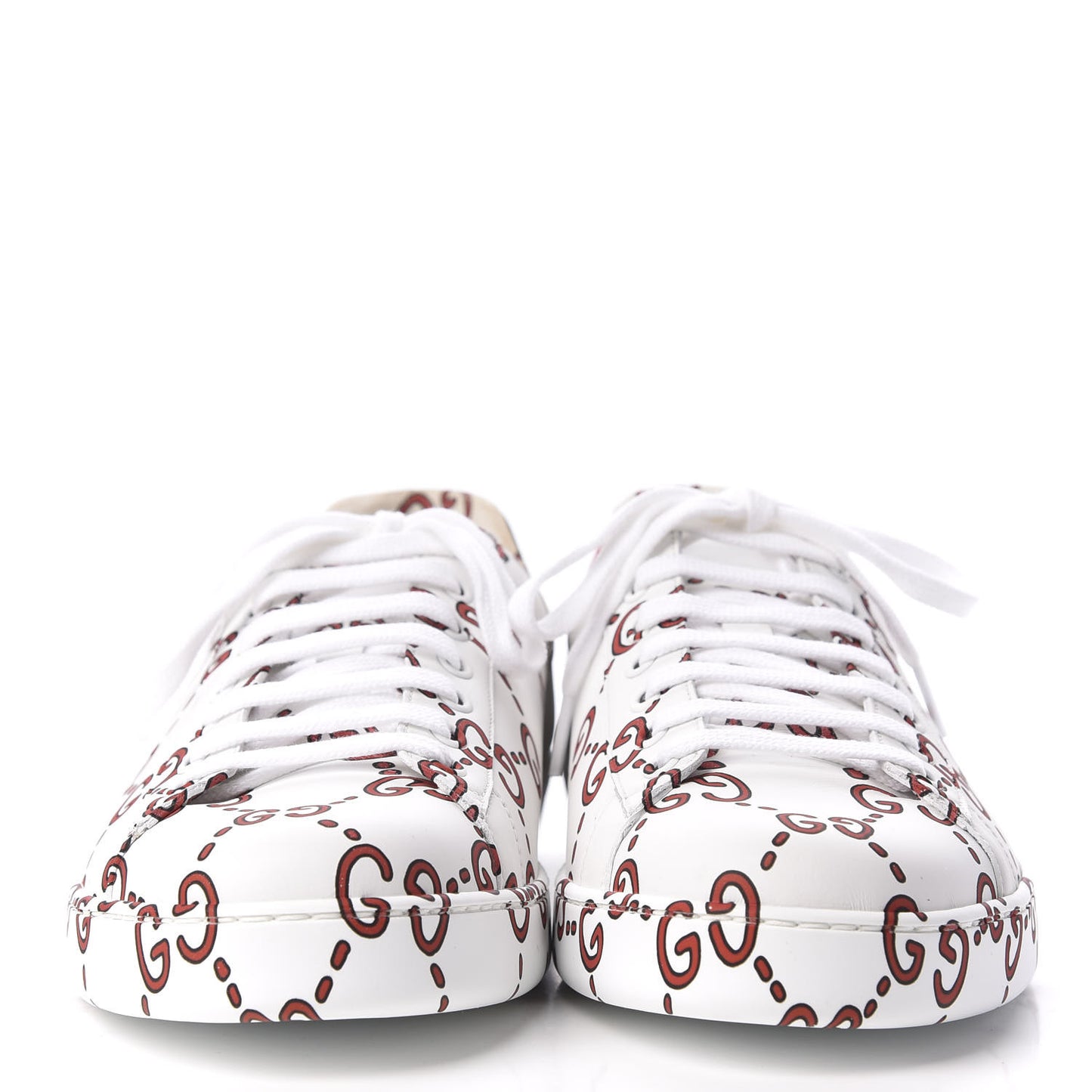 Calfskin GucciGhost Print Mens Ace Sneakers 11 White Hibiscus Red