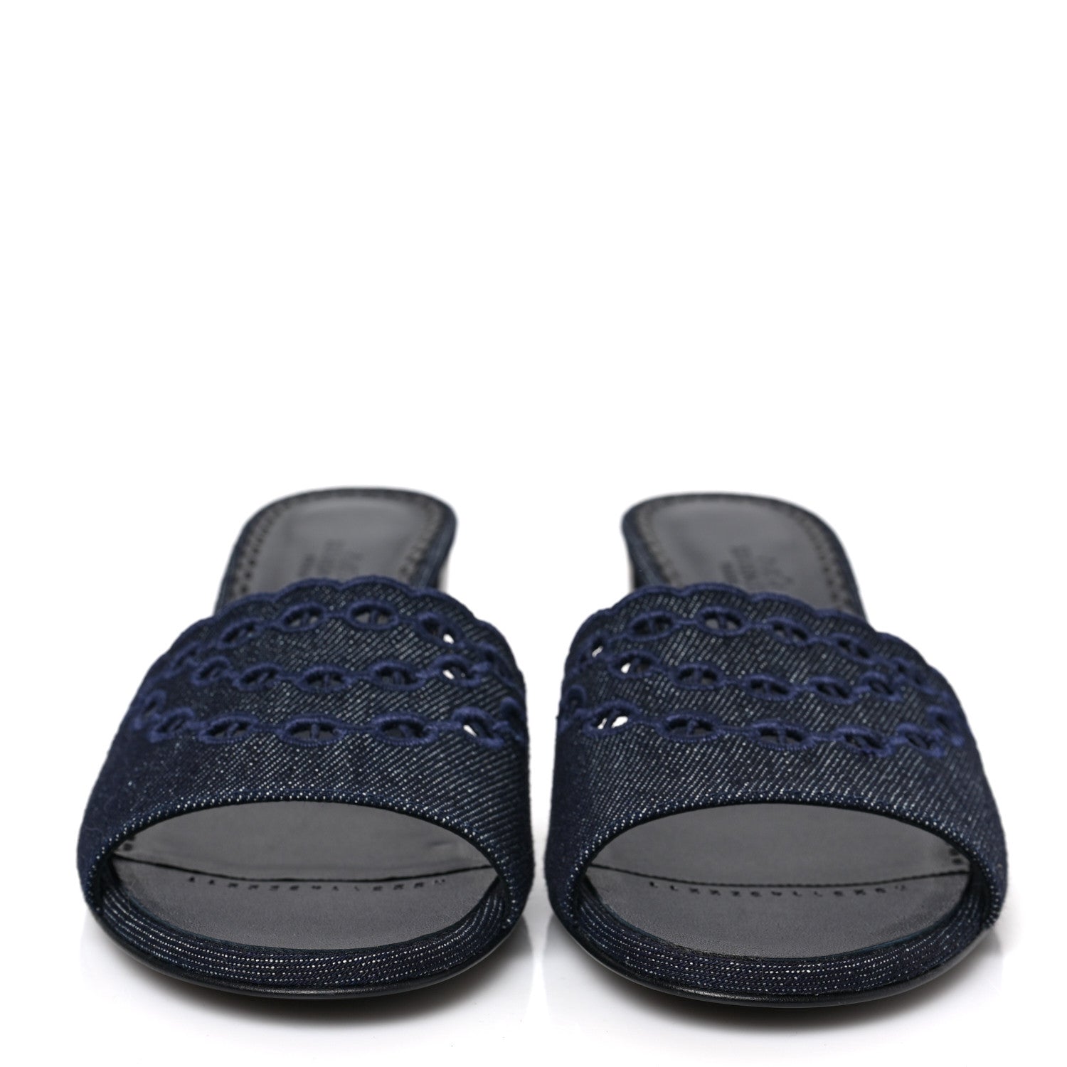 Hermes Denim Embroidered Gwladys Sandals 40 Bleu Brut Marine 2 of 7