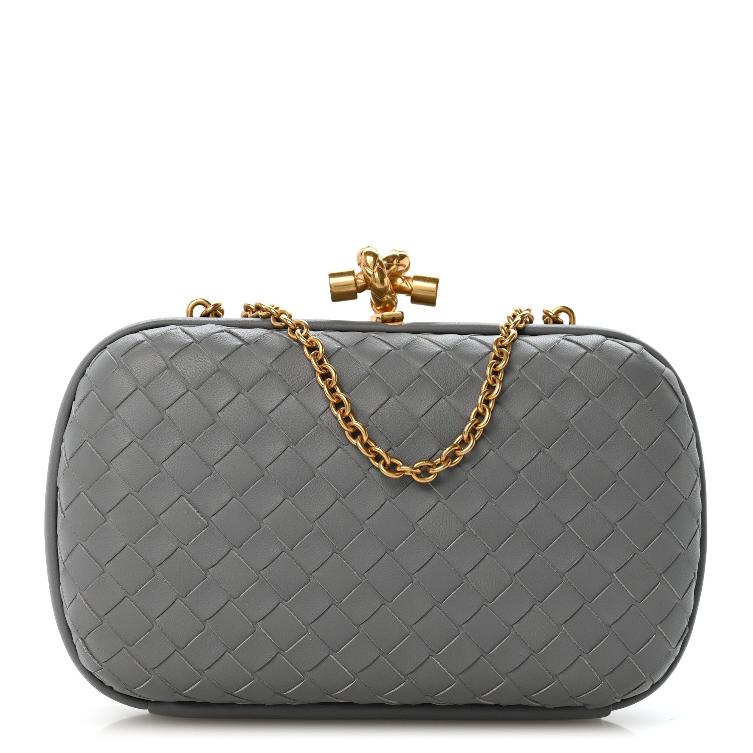Bottega Veneta Nappa Intrecciato Chain Knot Clutch Sterling 1 of 10
