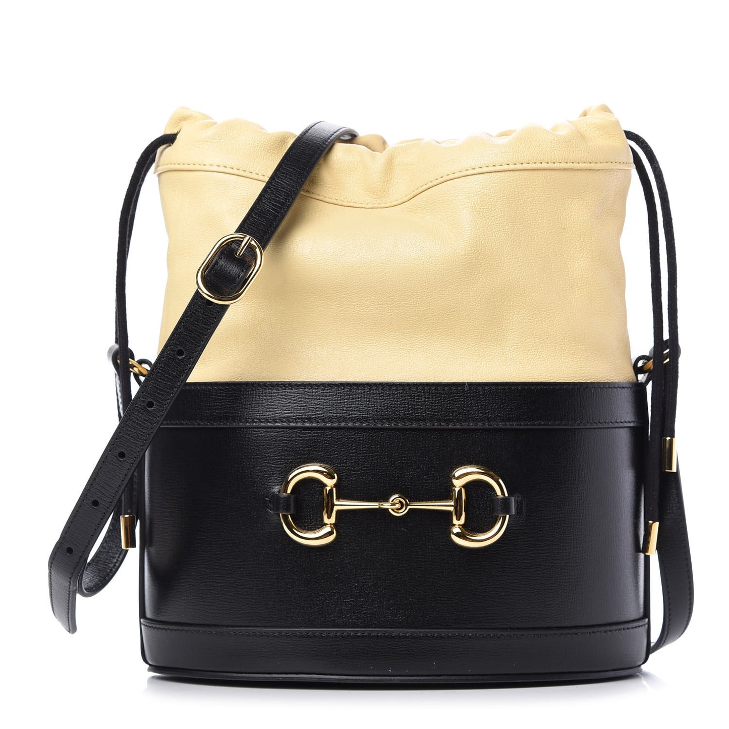 Azalea Sakai Be Green Calfskin Horsebit 1955 Drawstring Bucket Bag Black Butter