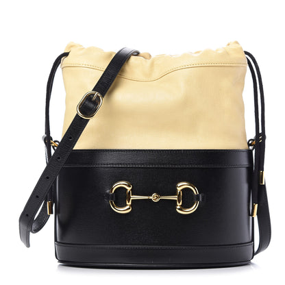 Gucci Azalea Sakai Be Green Calfskin Horsebit 1955 Drawstring Bucket Bag Black Butter 1 of 10