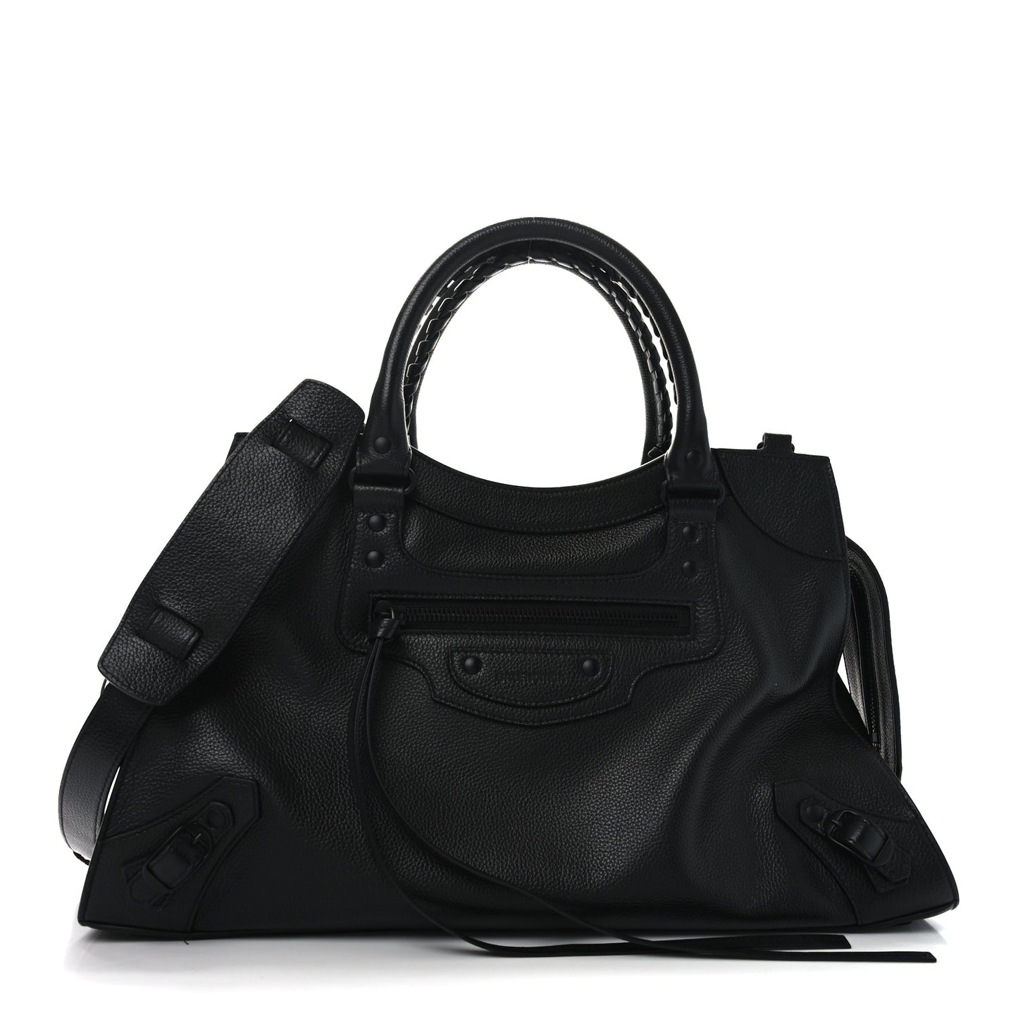 Grained Calfskin Neo Classic Black Hardware Medium City Black