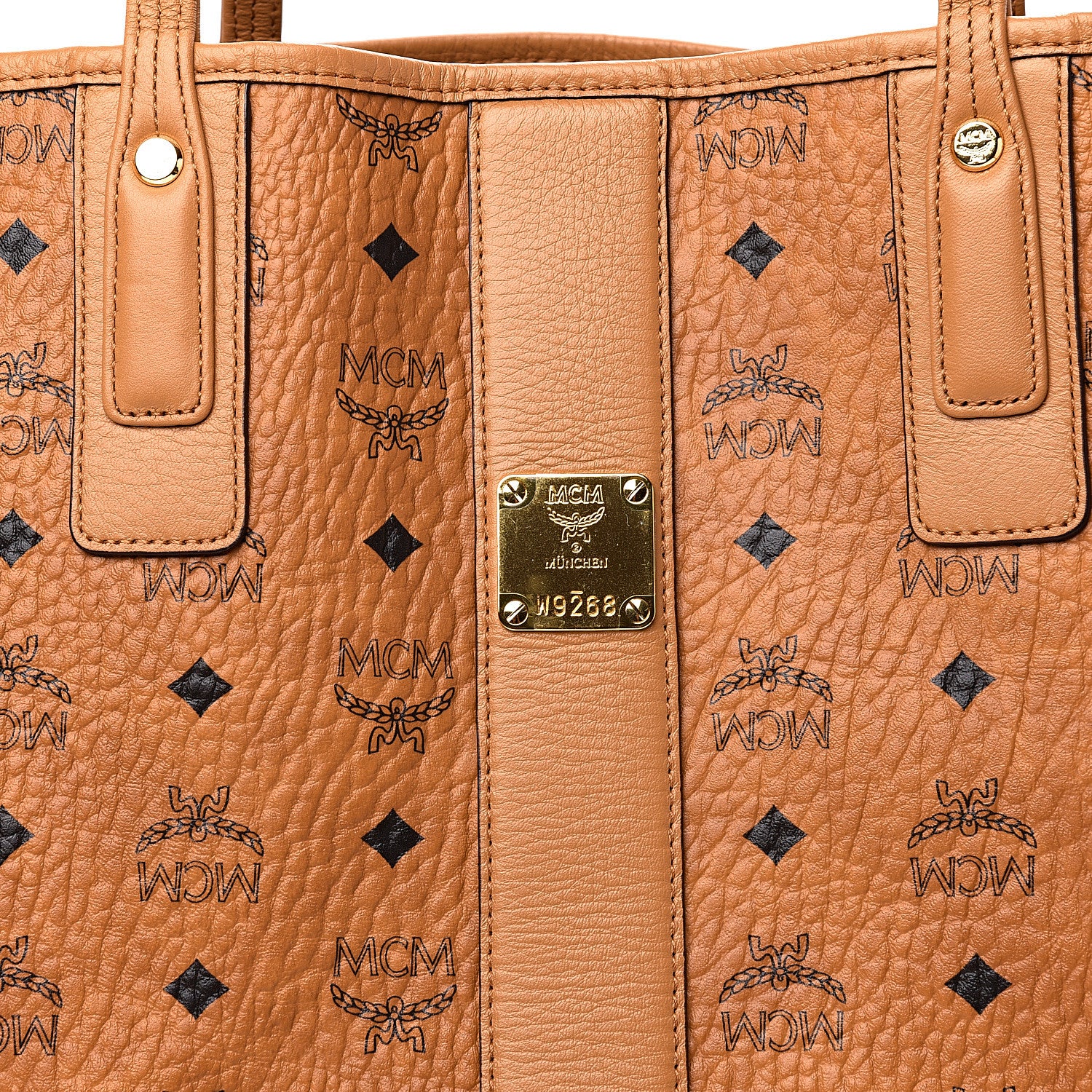 MCM Visetos Large Liz Reversible Shopper Tote Cognac 9 of 9