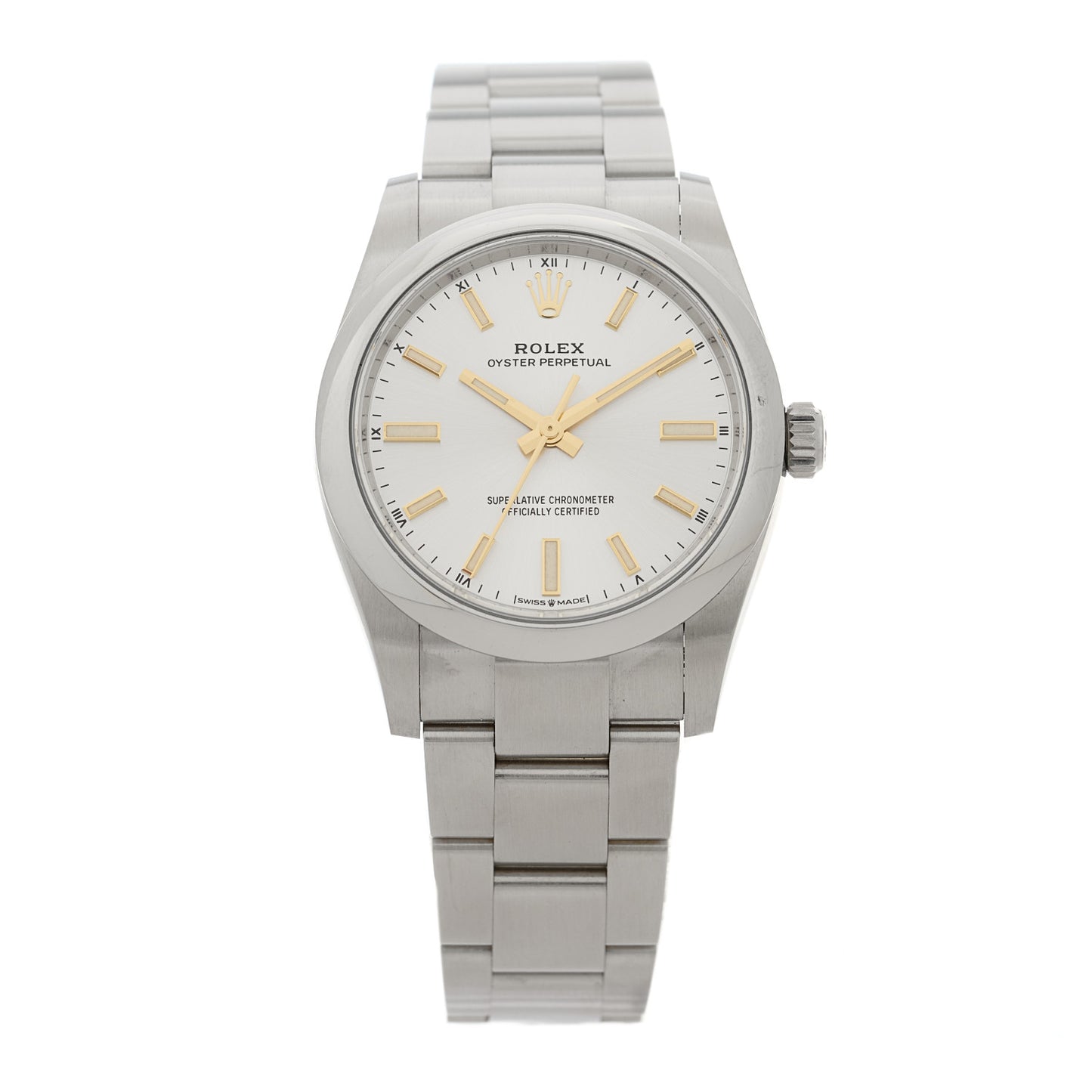 Stainless Steel 34mm Oyster Perpetual Watch Silver 124200