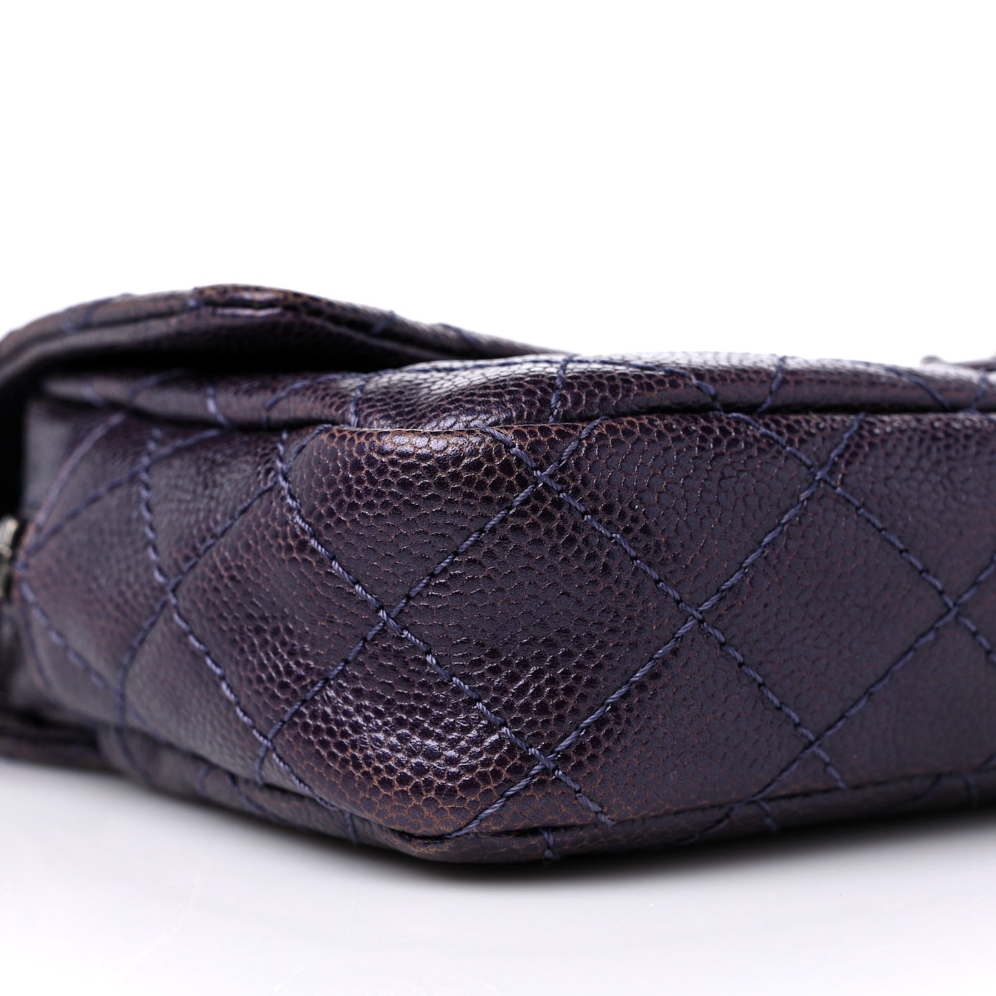 Iridescent Caviar Quilted Small Chic Flap Dark Purple