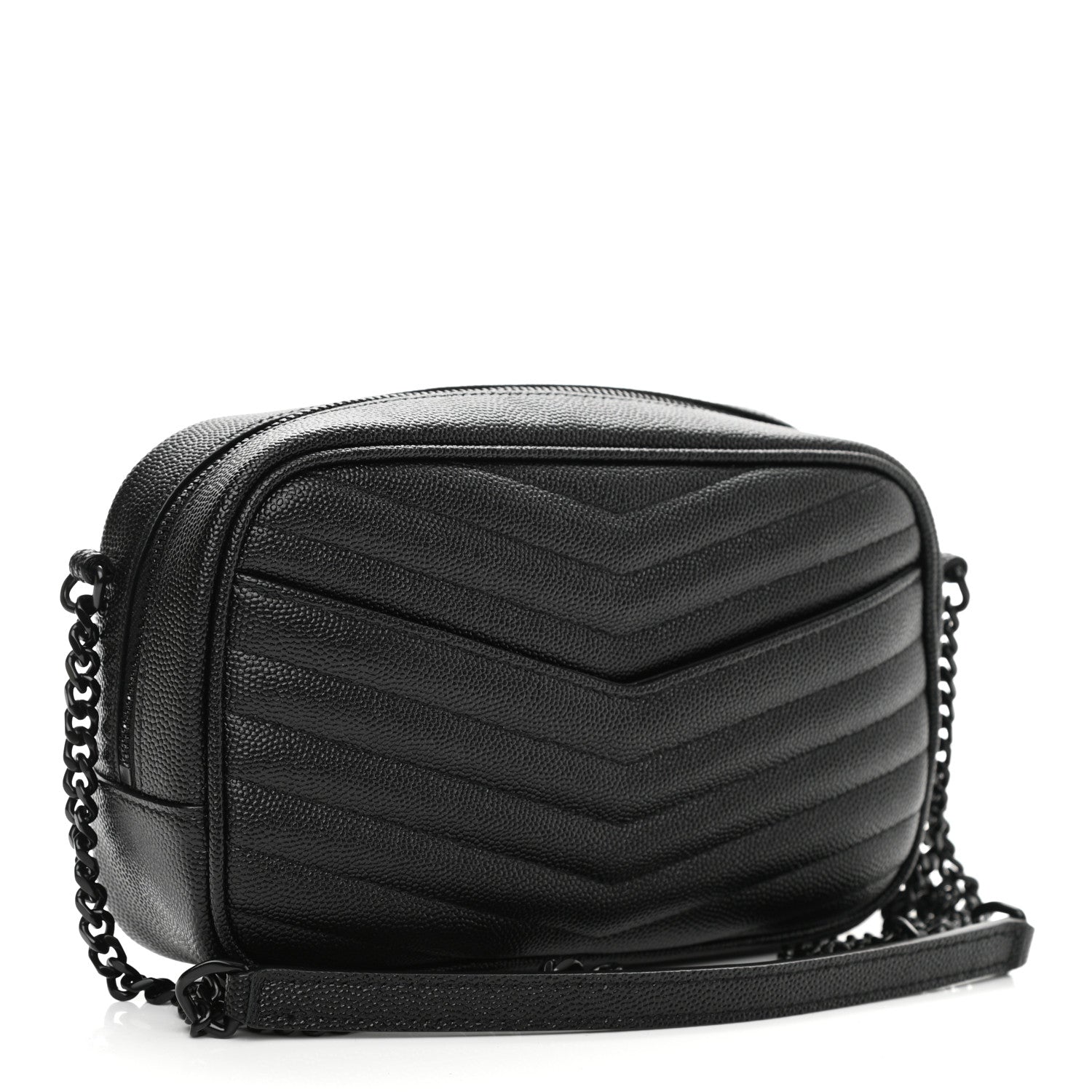 Saint Laurent Grain De Poudre Matelasse Monogram Mini Lou Camera Bag Black 3 of 11