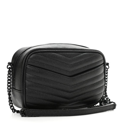 Saint Laurent Grain De Poudre Matelasse Monogram Mini Lou Camera Bag Black 3 of 11