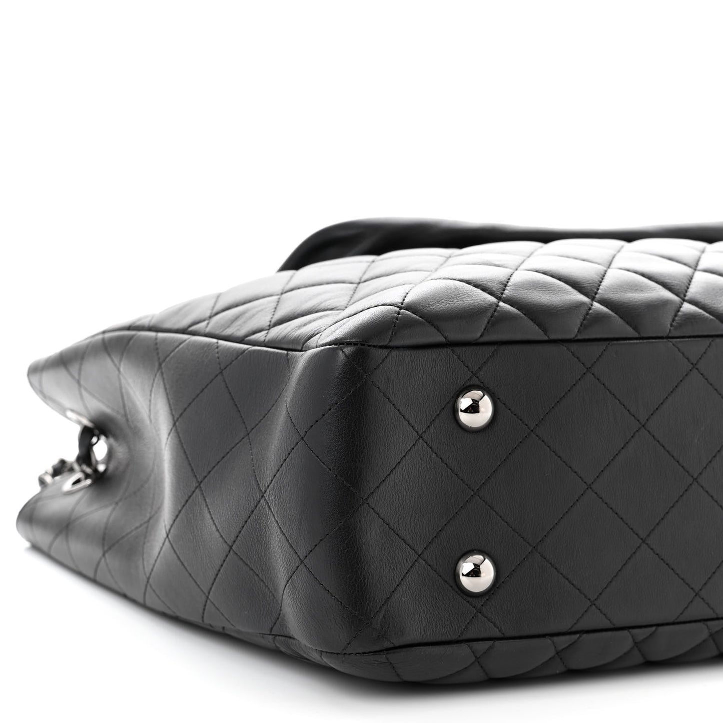 Lambskin Quilted Front Flap Tote Black