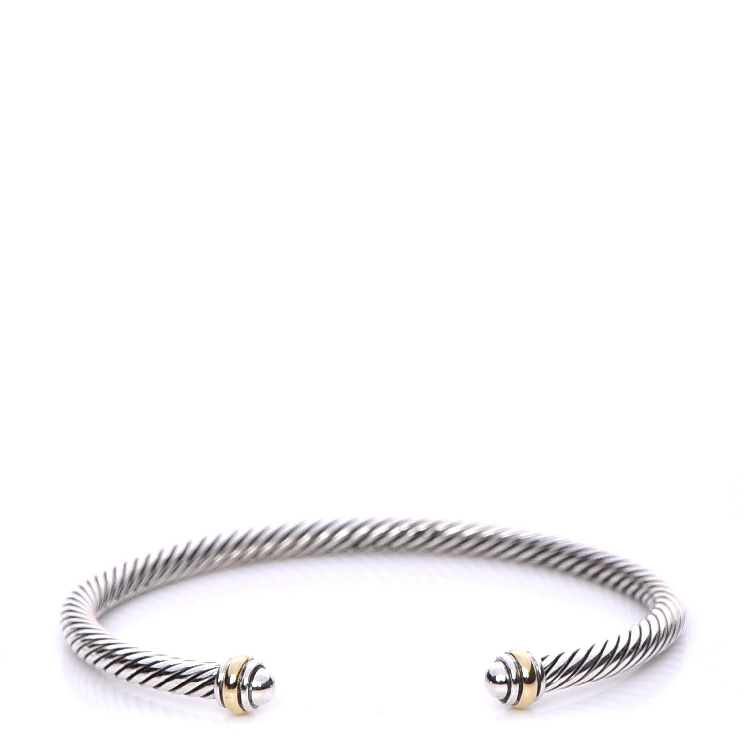 David Yurman Sterling Silver 18K Yellow Gold 4mm Cable Classics Bracelet 1 of 5