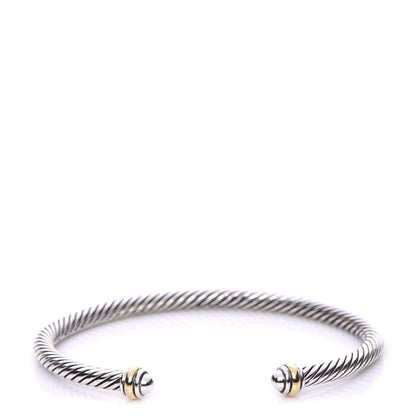 David Yurman Sterling Silver 18K Yellow Gold 4mm Cable Classics Bracelet 1 of 5