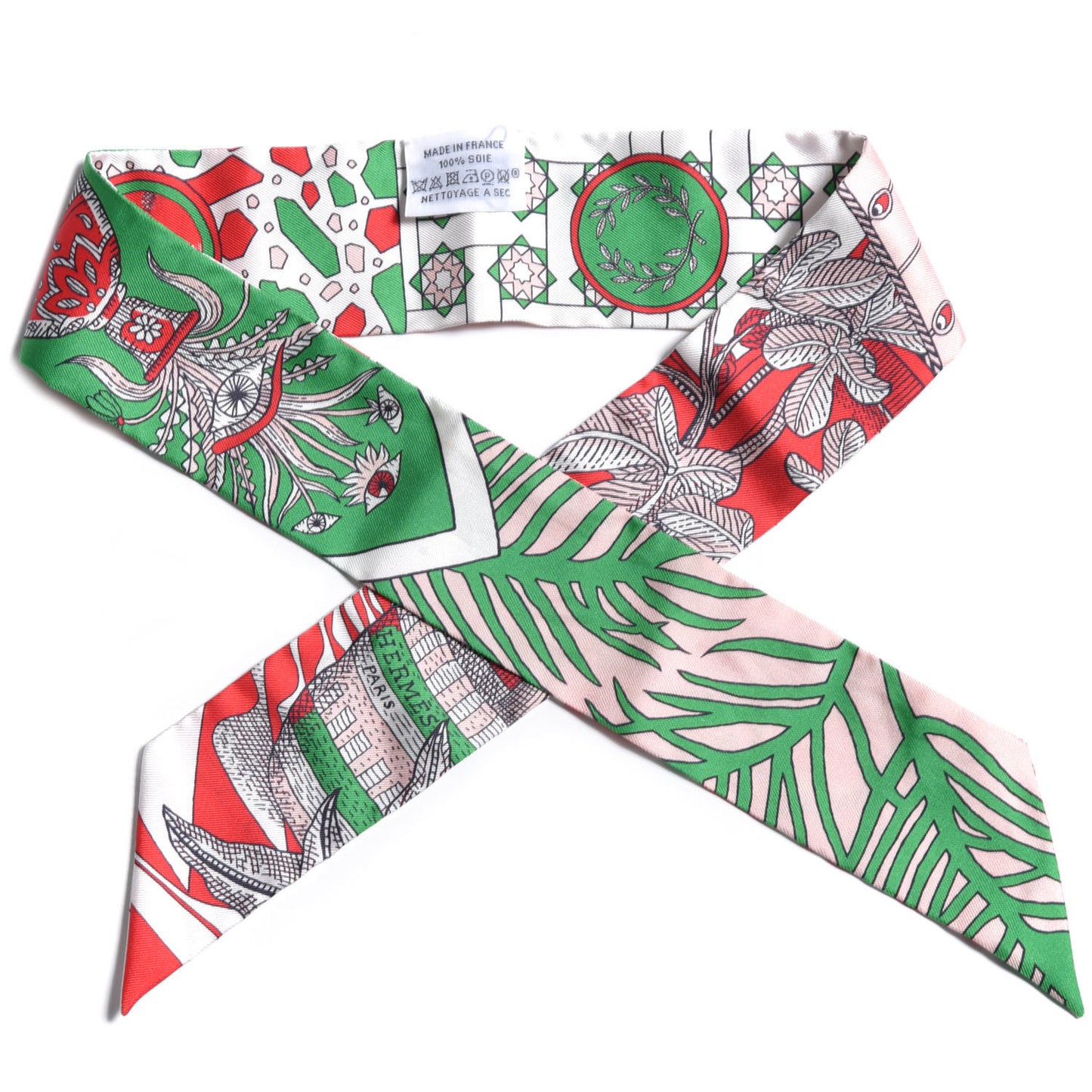 Silk La Danse Des Amazones Twilly Rouge Rose Poudre Vert