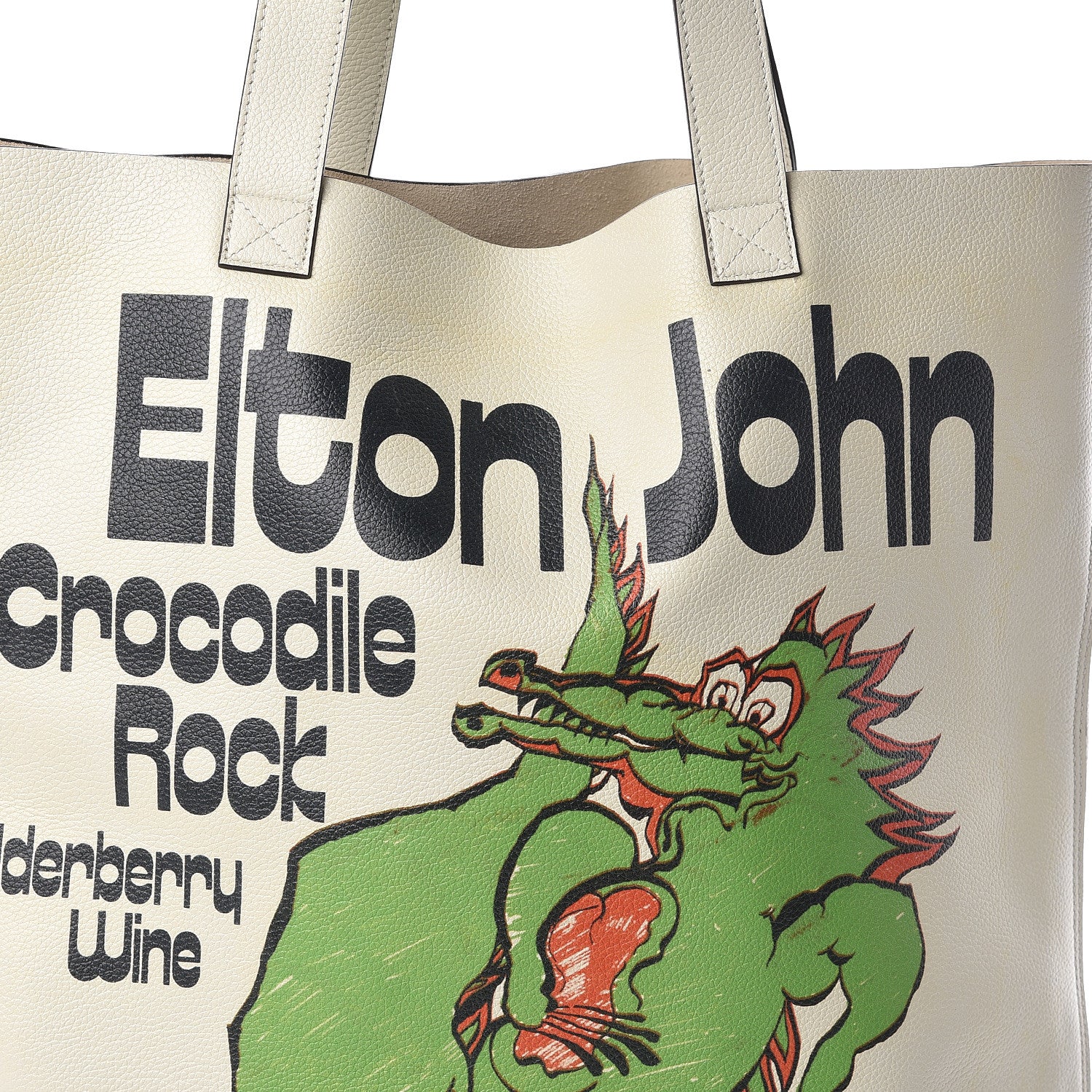 Gucci Calfskin Elton John Crocodile Rock Tote Off White 8 of 10