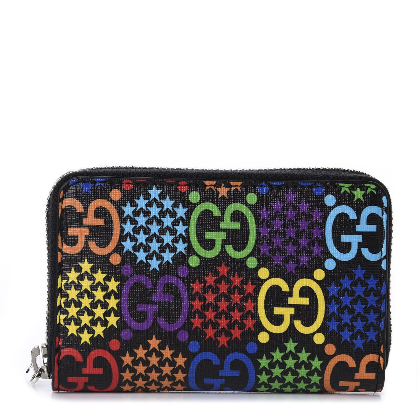 GG Supreme Monogram Psychedelic Zip Around Card Case Wallet Black